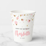 Cute Pink Gold Glitter Confetti Dots Kids Birthday Paper Cups<br><div class="desc">Blush Pink Gold Glitter Sparkle Confetti Birthday Party Plates</div>