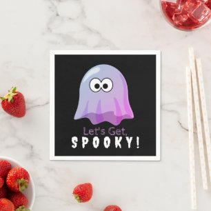 Cute Pink Google Eyes Ghost: Spooky & Whimsical Napkin