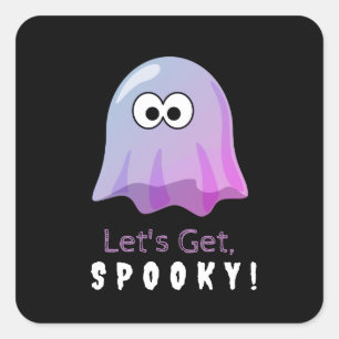 Cute Pink Google Eyes Ghost: Spooky & Whimsical  Square Sticker