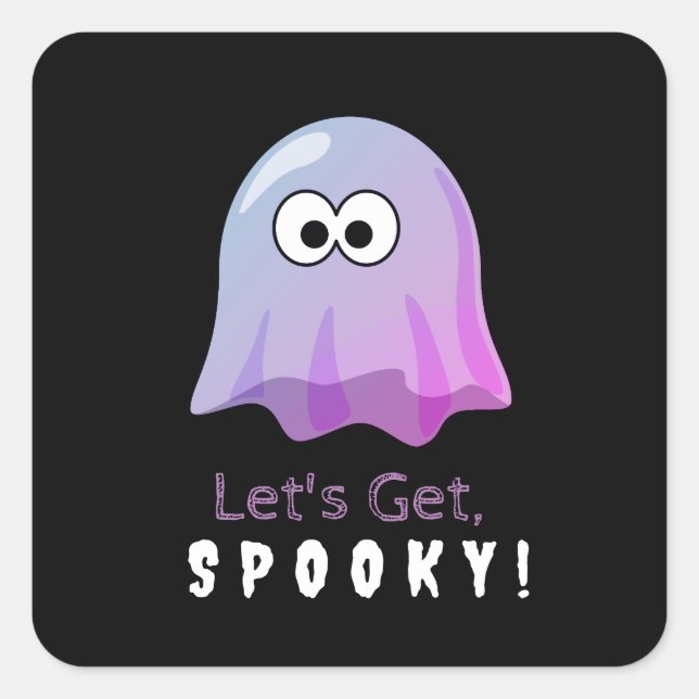 Cute Pink Google Eyes Ghost: Spooky & Whimsical  Square Sticker (Front)