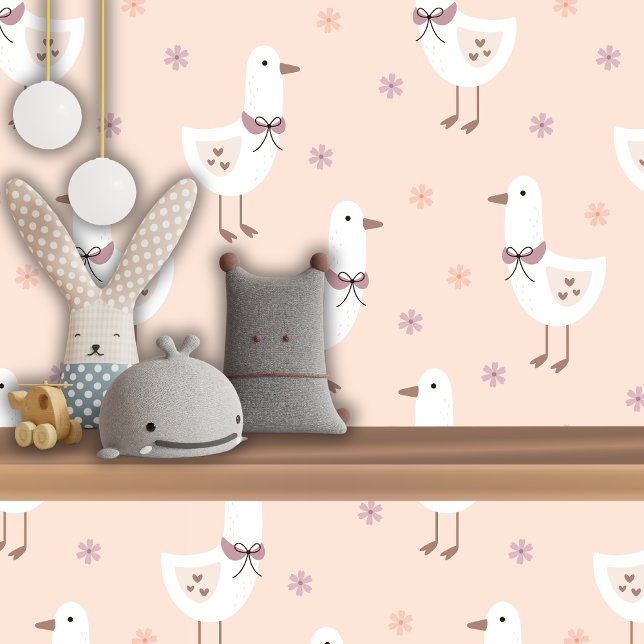 Cute Pink Goose Duck Girl Nursey Baby Room  Wallpaper (Creator Uploaded)