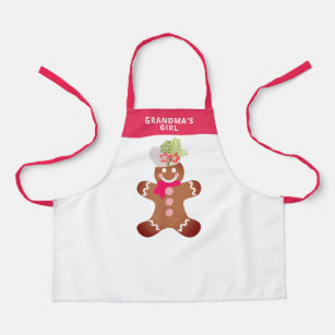 Cute Pink Grandmas Girl Gingerbread Baking Apron