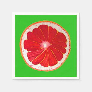 Cute pink grapefruit illustration fruit art napkin