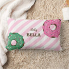 Cute Pink & Green Donut Baby Throw Pillow