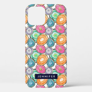 Cute pink green orange geode pattern personalised iPhone 12 pro case