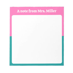Cute Pink & Green Simple Modern Personalized Name Notepad