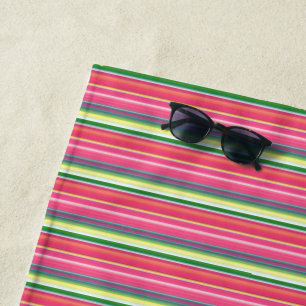 Cute pink green stripes beach towel