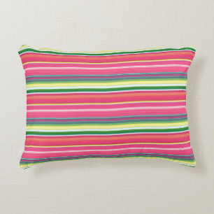 Cute pink green stripes decorative cushion