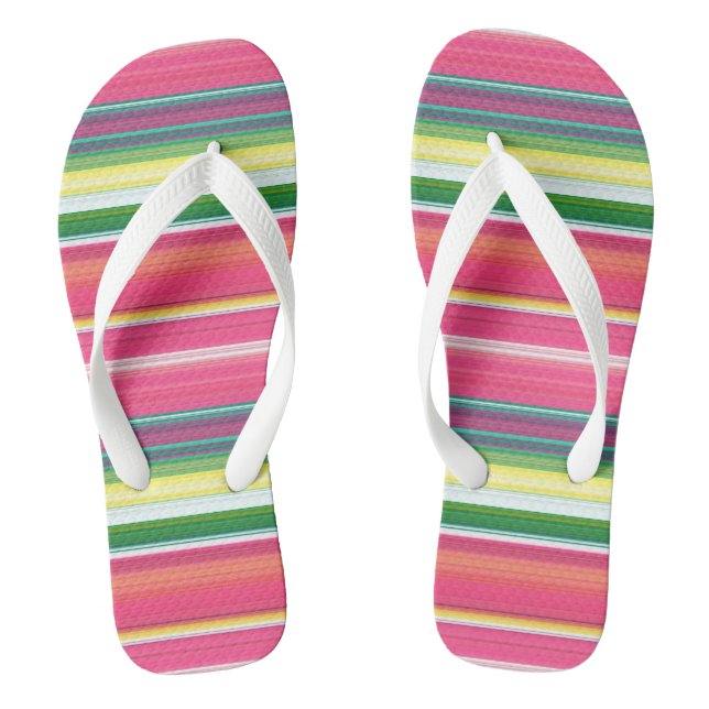 Cute pink green stripes jandals (Footbed)