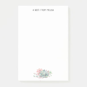 Cute Pink Green Succulents Personalised No Post-it Notes
