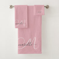 Cute Pink Grey Monogram Script Name Elegant