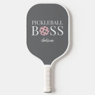 Cute Pink Grey Pickleball Boss Pickleball Paddle