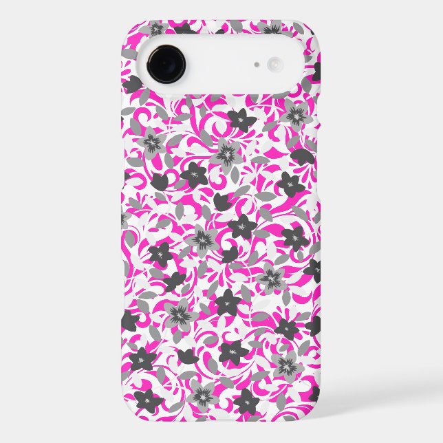 Cute pink grey white abstract flowers Case-Mate iPhone case (Back)