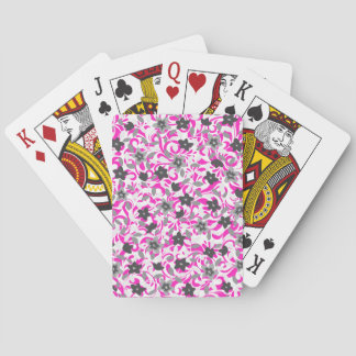 Cute pink grey white abstract flowers playing cards
