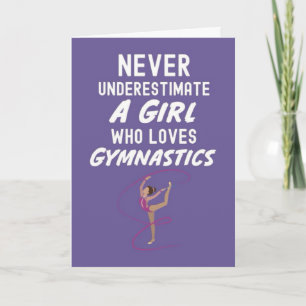 Cute Pink Gymnastics Cards For Baby Girls Kids