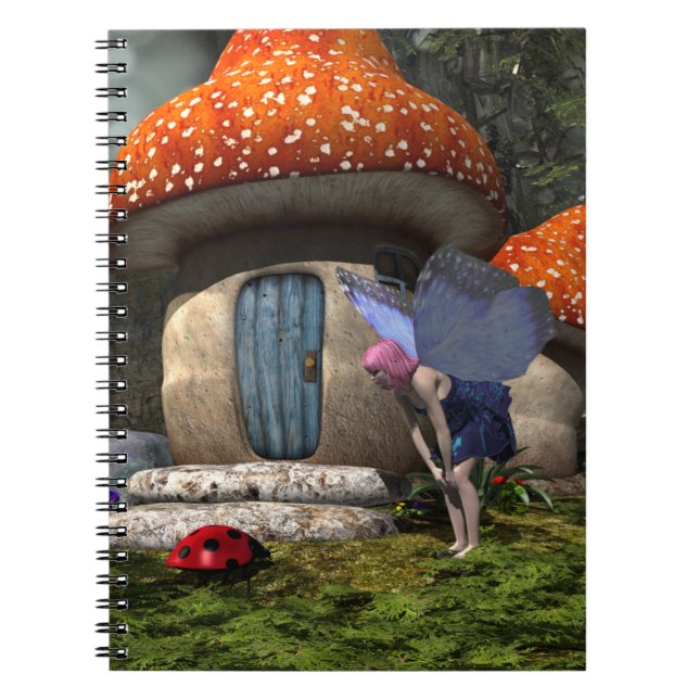 Cute Pink-Haired Fairy Meets Ladybug Notebook (Front)