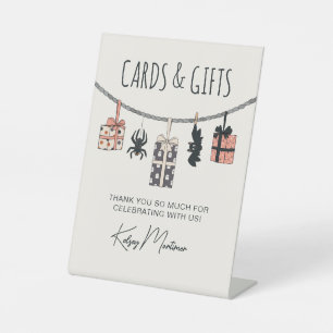 Cute Pink Halloween Baby Shower Cards & Gifts Pedestal Sign