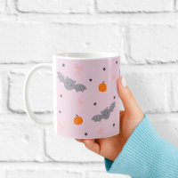 Cute Pink Halloween Bat Pattern Mug