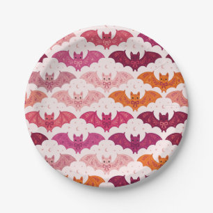 Cute Pink Halloween Bats with Bows Paper Plate