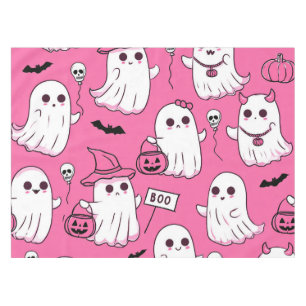 Cute Pink Halloween Ghosts Kawaii Spooky Party Tablecloth