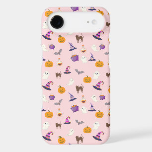 Cute Pink Halloween Seamless Pattern - Spooky