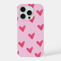 Cute Pink Hand Drawn Hearts Pattern Aesthetic iPho