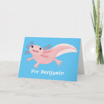 Cute pink happy axolotl