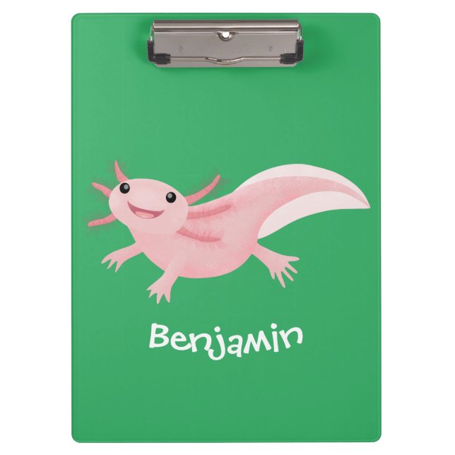 Cute pink happy axolotl clipboard (Front)