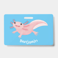 Cute pink happy axolotl