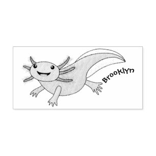 Cute pink happy axolotl rubber stamp