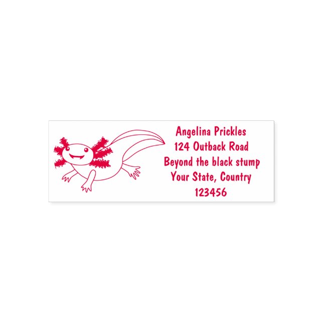 Cute pink happy axolotl  self-inking stamp (Design)