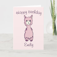 Cute Pink Happy Birthday Alpaca