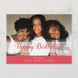 Cute Pink Happy Birthday Photo Postcard