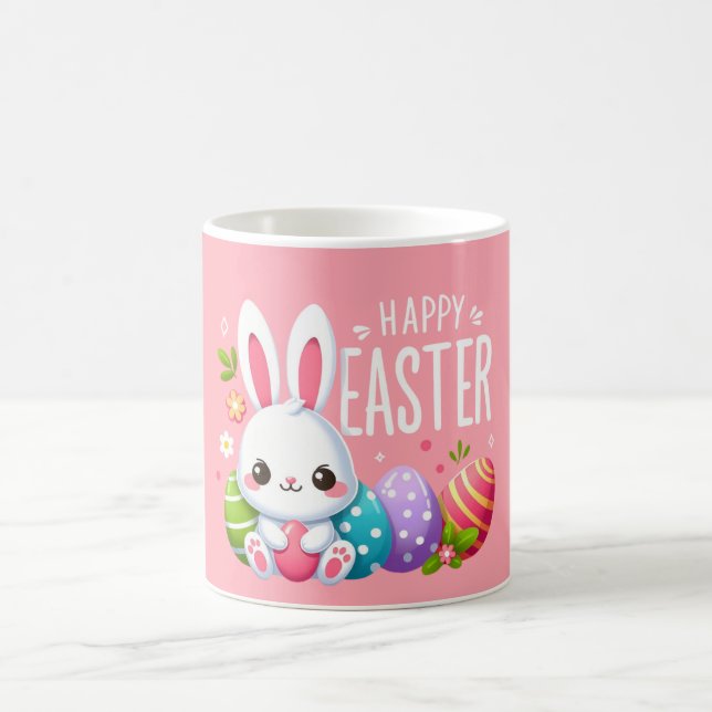 Cute, pink Happy Easter bunny Mug (Center)