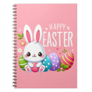 Cute, pink Happy Easter bunny Mug Notebook