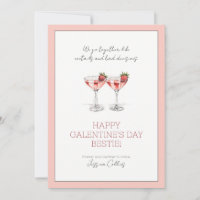 Cute Pink Happy Galentine's Day Bestie Cocktails