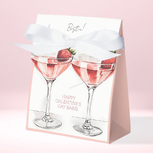 Cute Pink Happy Galentine's Day Strawberries BFF Favour Box