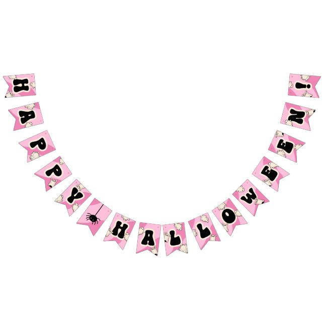 Cute Pink Happy Halloween Party Bunting (All)