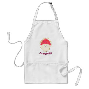 Cute pink happy rambutan cartoon illustration standard apron