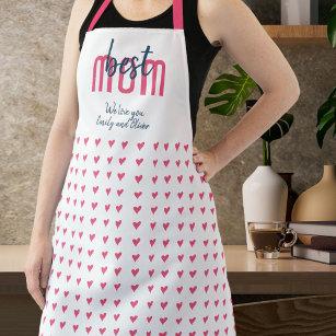 Cute Pink Heart Best Mum Mother`s Day  Apron