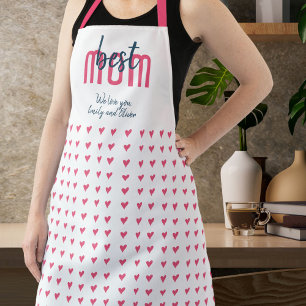 Cute Pink Heart Best Mum Mother`s Day Apron