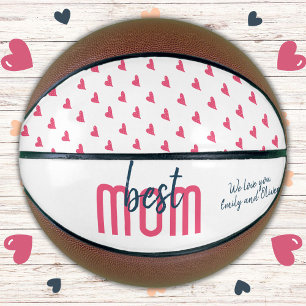 Cute Pink Heart Best Mum Mother`s Day Basketball