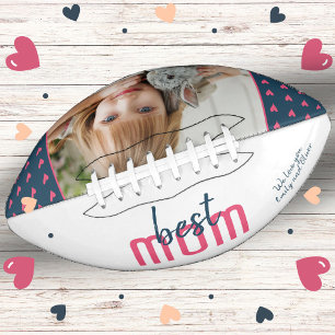 Cute Pink Heart Best Mum Photo Mother`s Day Football