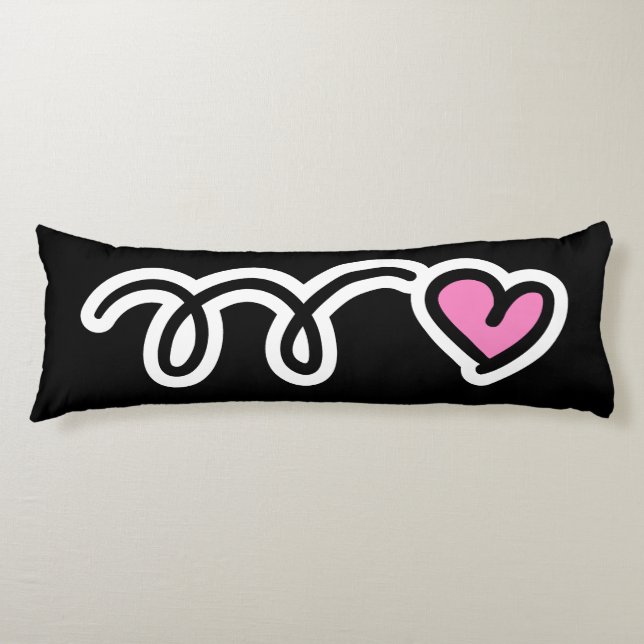 Cute pink heart cartoon girls bedroom bed decor body cushion (Front)