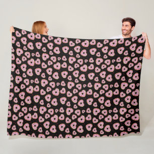 Cute Pink Heart Cookie Pattern Fleece Blanket