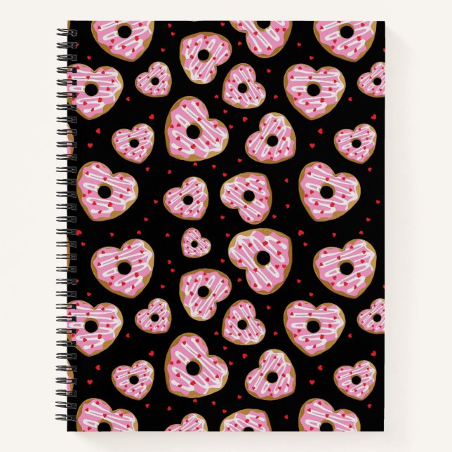 Cute Pink Heart Cookie Pattern Notebook (Front)