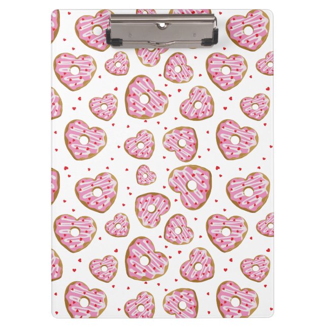 Cute Pink Heart Cookies Clipboard (Front)