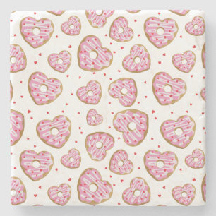 Cute Pink Heart Cookies Stone Coaster