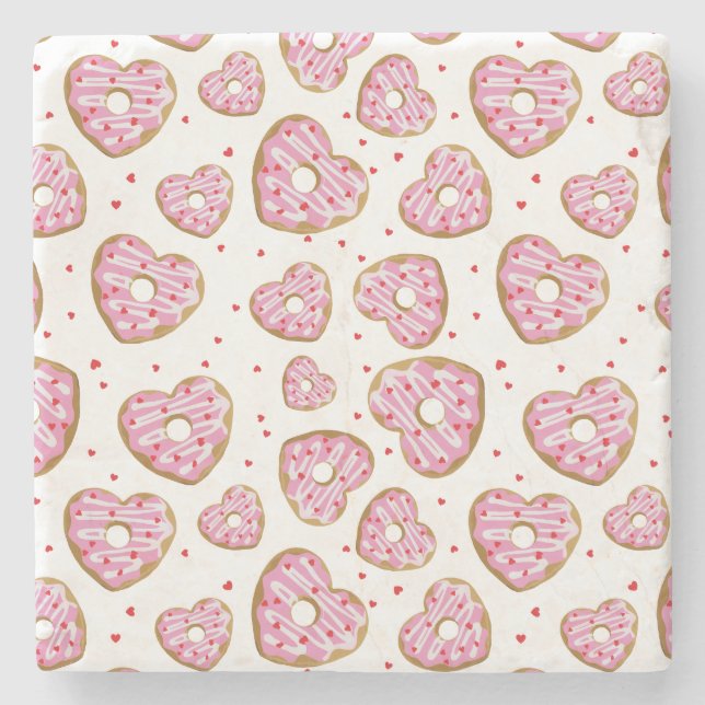 Cute Pink Heart Cookies Stone Coaster (Front)