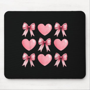 Cute Pink Heart Coquette Bow Valentines Day Women Mouse Pad